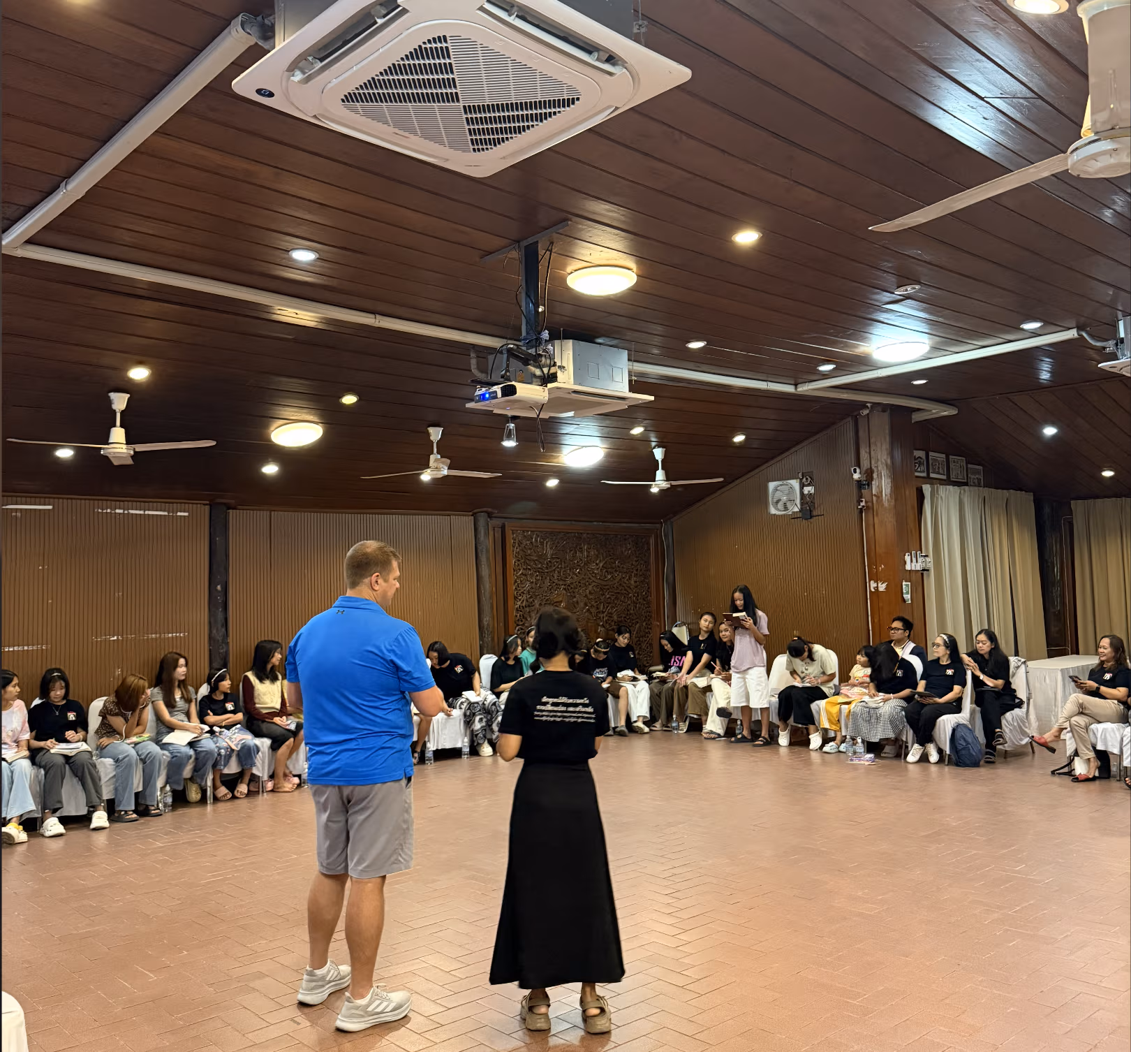 Bill teaching the boundaries lesson to the Faith House girls